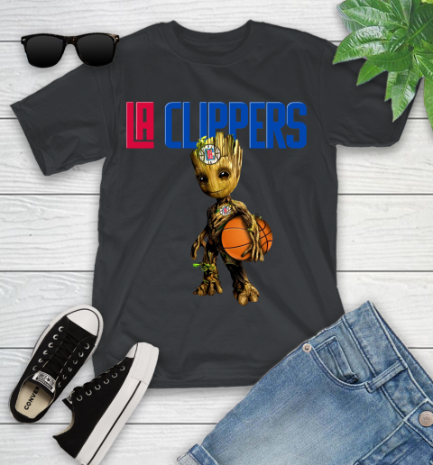 LA Clippers NBA Basketball Groot Marvel Guardians Of The Galaxy Youth T-Shirt 3 LA Clippers NBA Basketball Groot Marvel Guardians Of The Galaxy Youth T-Shirt - Image 3