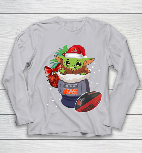 Cleveland Browns Christmas Baby Yoda Star Wars Funny Happy NFL Youth Long Sleeve 5