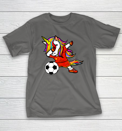 Funny Dabbing Unicorn China Football Chinese Flag Soccer T-Shirt 21