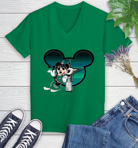 NHL Dallas Stars Stanley Cup Mickey Mouse Disney Hockey T Shirt Women's V-Neck T-Shirt 5