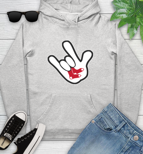 Boston Red Sox MLB Baseball Mickey Rock Hand Disney Youth Hoodie