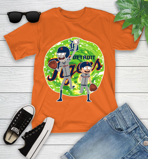 MLB Detroit Tigers Rick And Morty Baseball Sports Youth T-Shirt 7