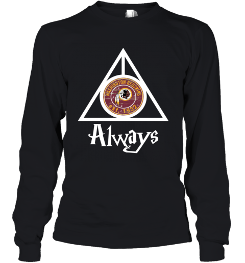 Always Love The Washington Redskins x Harry Potter Mashup NFL bkz8 always love the washington redskins x harry potter youth long sleeve 50 front black