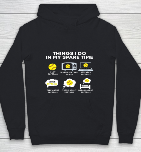 Things I Do In My Spare Time Softball Christmas Gift Girls Youth Hoodie