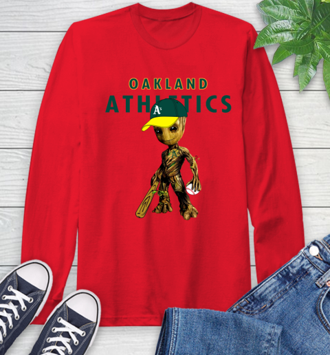 MLB Oakland Athletics Groot Guardians Of The Galaxy Baseball Long Sleeve T-Shirt 10