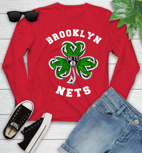 NBA Brooklyn Nets Three Leaf Clover St Patrick's Day Basketball Sports Youth Long Sleeve 11