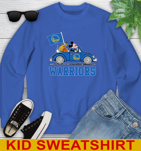 NBA Basketball Golden State Warriors Pluto Mickey Driving Disney Shirt Youth Sweatshirt 7