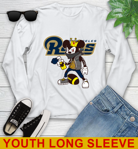 Los Angeles Rams NFL Football Mickey Peace Sign Sports Youth Long Sleeve