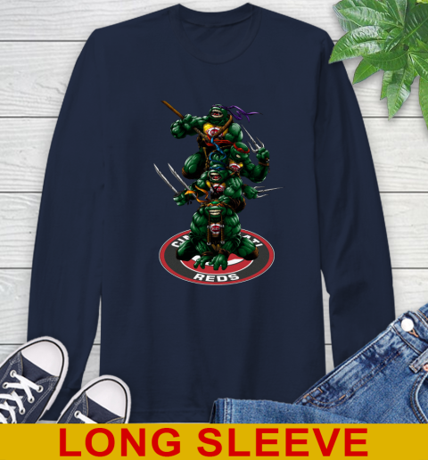 MLB Baseball Cincinnati Reds Teenage Mutant Ninja Turtles Shirt Long Sleeve T-Shirt 4