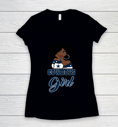 Dallas Cowboys Girl NFL Women's V-Neck T-Shirt