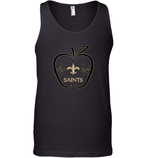 Apple Heartbeat Teacher Symbol New Orleans Saints Tank Top