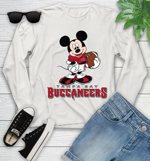 NFL Football Tampa Bay Buccaneers Cheerful Mickey Mouse Shirt Youth Long Sleeve 12
