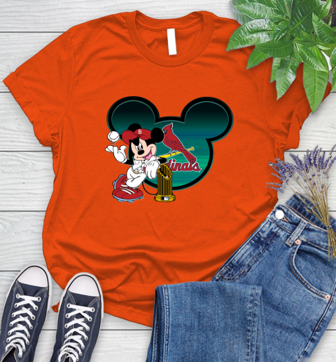 MLB St.Louis Cardinals The Commissioner's Trophy Mickey Mouse Disney Women's T-Shirt 4