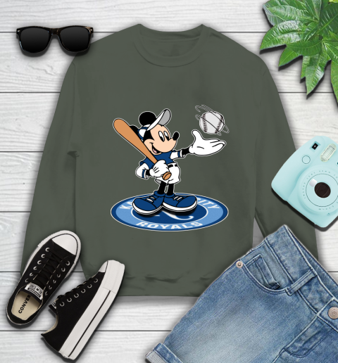 MLB Baseball Kansas City Royals Cheerful Mickey Disney Shirt Youth Sweatshirt 9