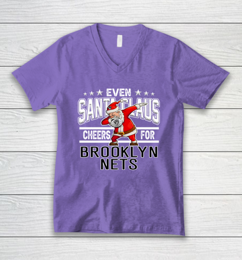 Brooklyn Nets Even Santa Claus Cheers For Christmas NBA V-Neck T-Shirt 8
