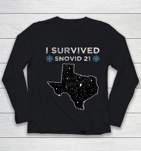 I Survived Winter Snow Storm 2021 Icy Freezing Weather Youth Long Sleeve