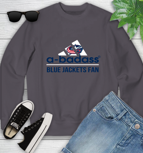 NHL A Badass Columbus Blue Jackets Fan Adidas Hockey Sports Youth Sweatshirt 5