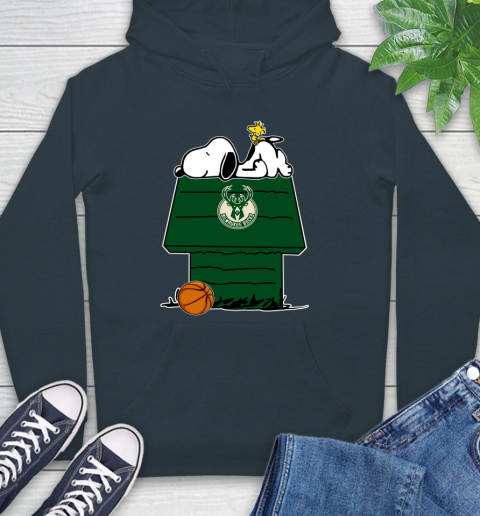 Milwaukee Bucks NBA Basketball Snoopy Woodstock The Peanuts Movie Hoodie 7