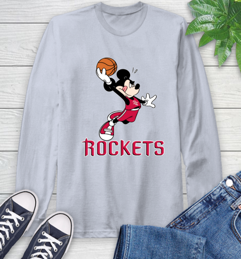 NBA Basketball Houston Rockets Cheerful Mickey Mouse Shirt Long Sleeve T-Shirt 6