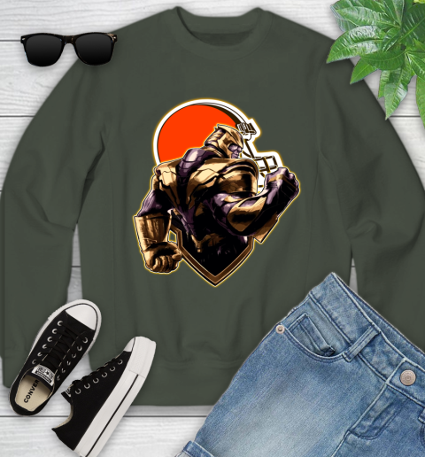 NFL Thanos Avengers Endgame Football Sports Cleveland Browns Youth Sweatshirt 10