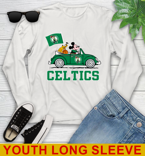 NBA Basketball Boston Celtics Pluto Mickey Driving Disney Shirt Youth Long Sleeve 12
