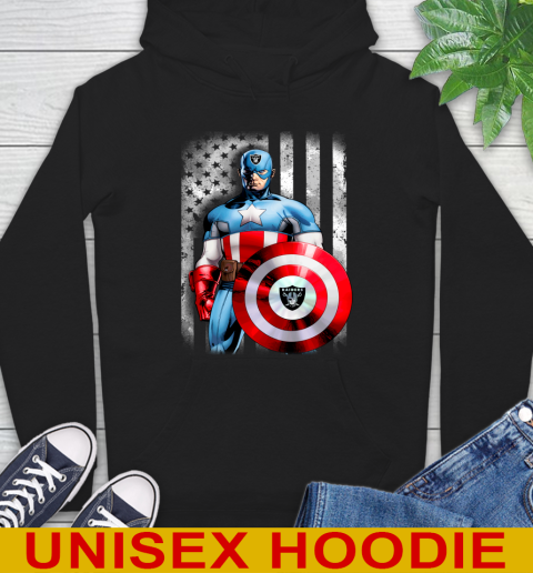Oakland Raiders NFL Football Captain America Marvel Avengers American Flag Shirt Hoodie