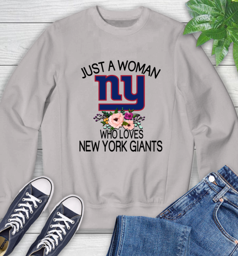 NFL Just A Woman Who Loves New York Giants Football Sports Sweatshirt 9