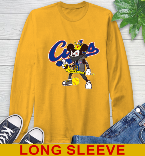 Chicago Cubs MLB Baseball Mickey Peace Sign Sports Long Sleeve T-Shirt 3