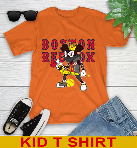 Boston Red Sox MLB Baseball Mickey Peace Sign Sports Youth T-Shirt 7
