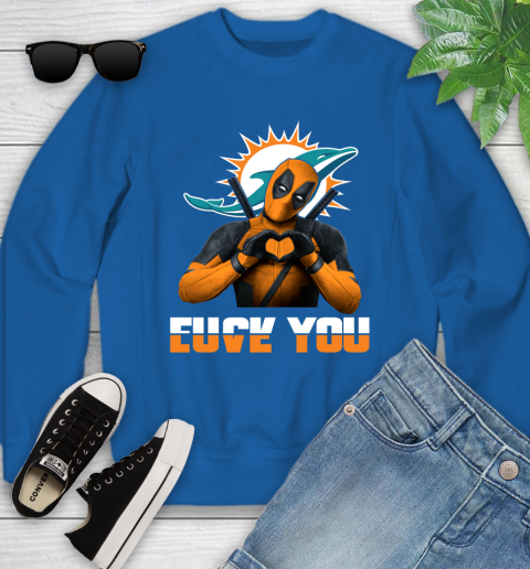 NHL Miami Dolphins Deadpool Love You Fuck You Football Sports Youth Sweatshirt 7