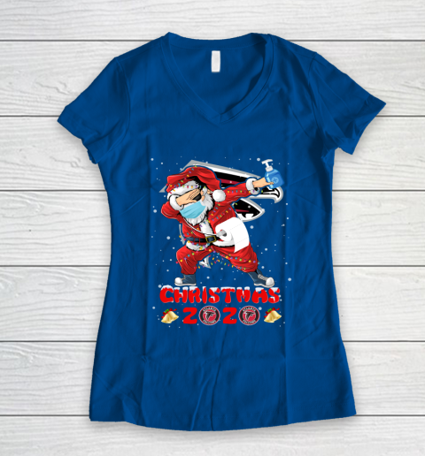 Atlanta Falcons Funny Santa Claus Dabbing Christmas 2020 NFL Women's V-Neck T-Shirt 7