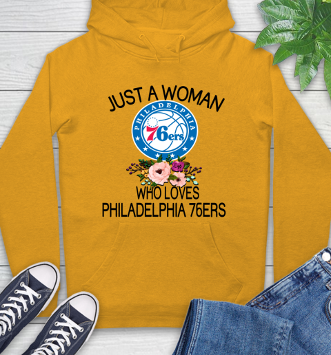 NBA Just A Woman Who Loves Philadelphia 76ers Basketball Sports Hoodie 2