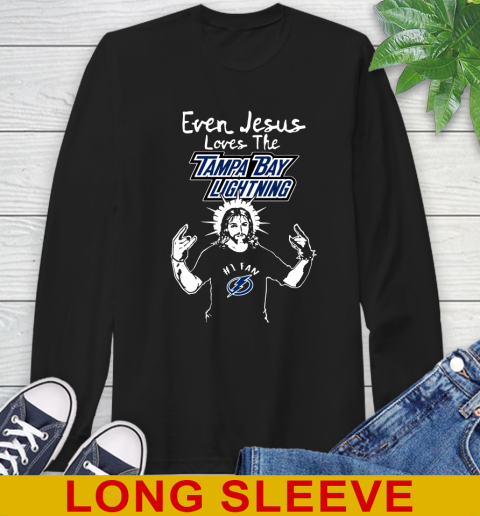 Tampa Bay Lightning NHL Hockey Even Jesus Loves The Lightning Shirt Long Sleeve T-Shirt