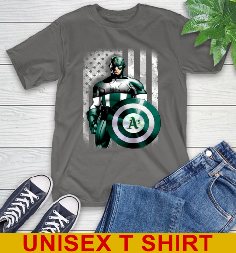 Oakland Athletics MLB Baseball Captain America Marvel Avengers American Flag Shirt T-Shirt - Image 11