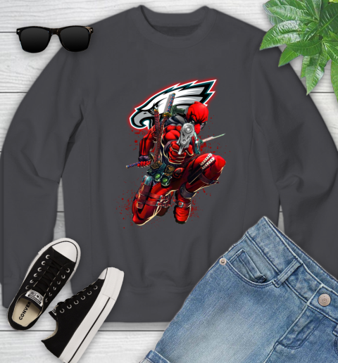 NFL Deadpool Marvel Comics Sports Football Philadelphia Eagles Youth Sweatshirt 6