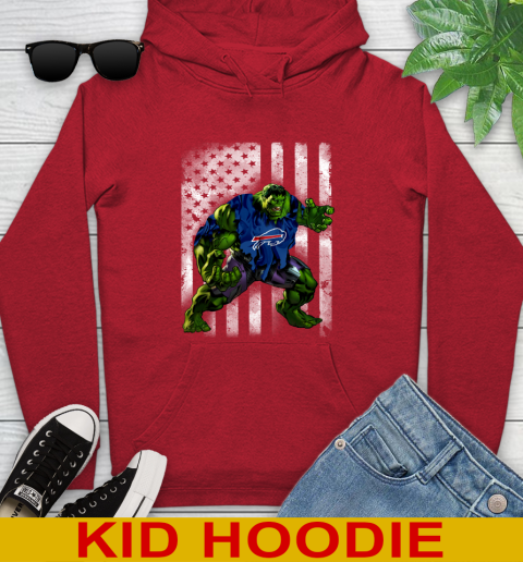 Buffalo Bills Hulk Marvel Avengers NFL Football American Flag Youth Hoodie 11
