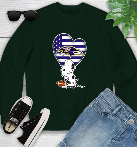 Baltimore Ravens NFL Football The Peanuts Movie Adorable Snoopy Youth Sweatshirt 10
