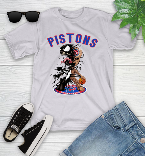 NBA Detroit Pistons Basketball Venom Groot Guardians Of The Galaxy Youth T-Shirt 4