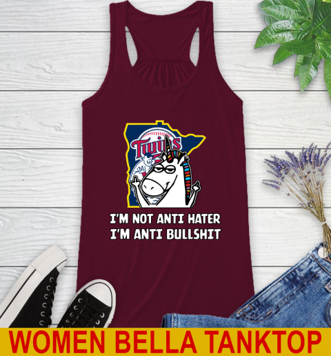 Minnesota Twins MLB Baseball Unicorn I'm Not Anti Hater I'm Anti Bullshit Racerback Tank 3