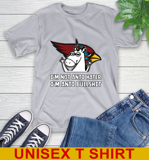 Arizona Cardinals NFL Football Unicorn I'm Not Anti Hater I'm Anti Bullshit T-Shirt 6