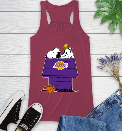 Los Angeles Lakers NBA Basketball Snoopy Woodstock The Peanuts Movie Racerback Tank 8