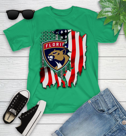 Florida Panthers NHL Hockey American Flag Youth T-Shirt 8