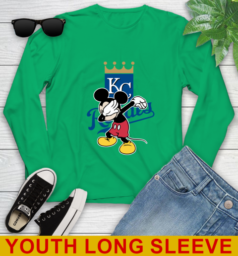 Kansas City Royals MLB Baseball Dabbing Mickey Disney Sports Youth Long Sleeve 7