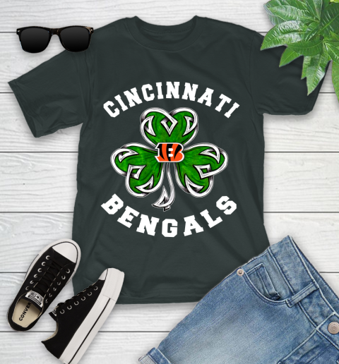 NFL Cincinnati Bengals Three Leaf Clover St Patrick's Day Football Sports Youth T-Shirt 6