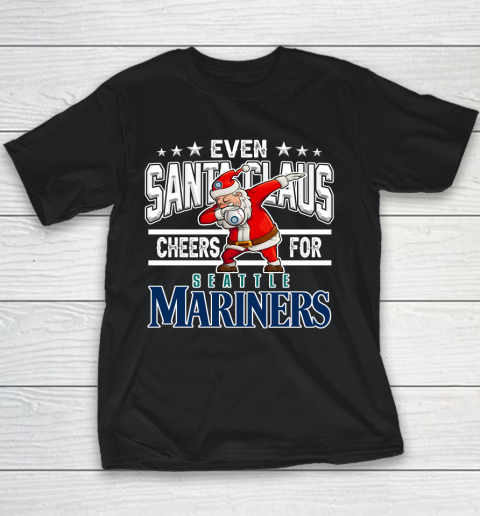 EveSeattle Mariners Even Santa Claus Cheers For Christmas MLB Youth T-Shirt