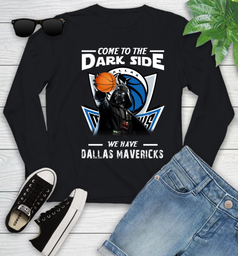 NBA Come To The Dark Side We Have Dallas Mavericks Star Wars Darth Vader Basketball Youth Long Sleeve