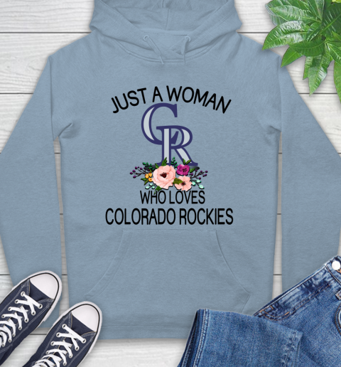 MLB Just A Woman Who Loves Colorado Rockies Baseball Sports Hoodie 6