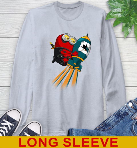 NHL Hockey San Jose Sharks Deadpool Minion Marvel Shirt Long Sleeve T-Shirt 6