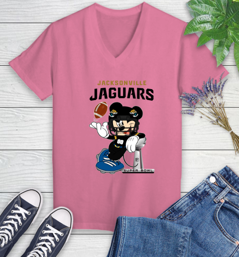 NFL Jacksonville Jaguars Mickey Mouse Disney Super Bowl Football T Shirt Women's V-Neck T-Shirt 13