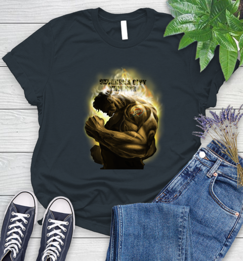 Oklahoma City Thunder NBA Basketball Hulk Marvel Avengers Sports Women's T-Shirt 8
